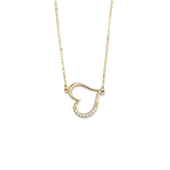 Heart Necklace with Zircon - 14k Gold
