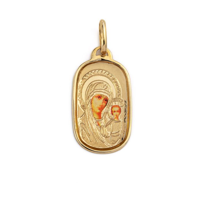 Virgin Mary and Jesus Pendant - 14K Gold - Image 1