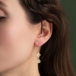 Spiral and Greek Key Gold Earrings - 14k - Image 2