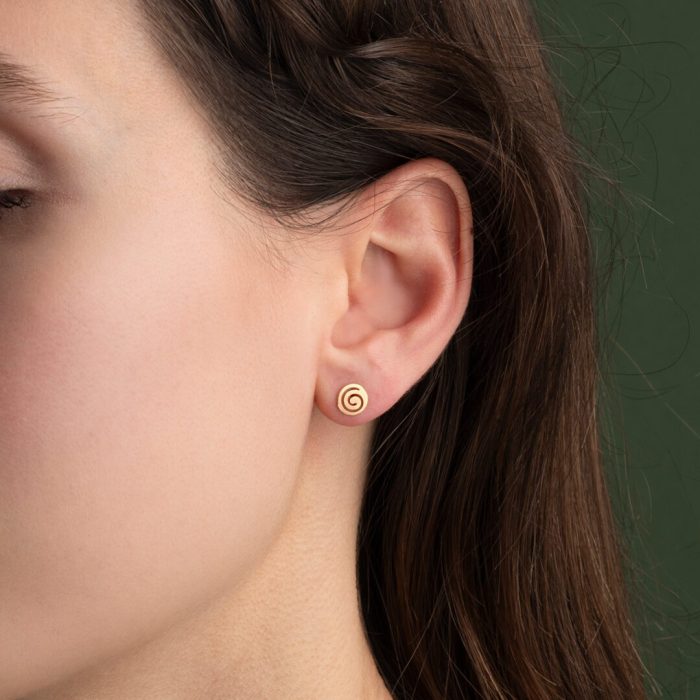 14k Gold Spiral Stud Earrings - Image 2