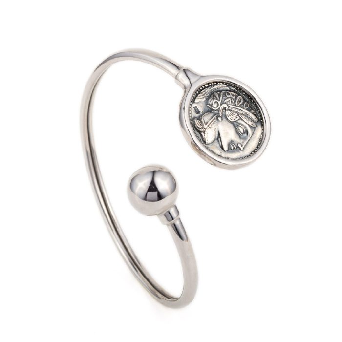 Goddess Athena Coin Hinge Bracelet – Sterling Silver 925 - Image 3