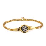 Goddess Athena Coin Link Bracelet – 925 Sterling Silver and Gold Plated