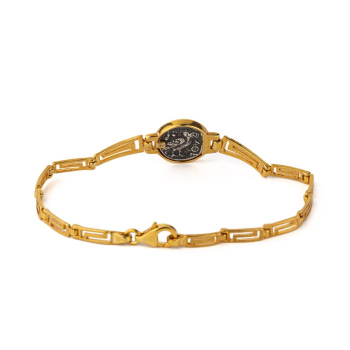 Goddess Athena Coin Link Bracelet – 925 Sterling Silver and Gold Plated - Image 3