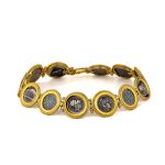 Ancient Greek Coins Link Bracelet – 925 Sterling Silver and Gold Plated