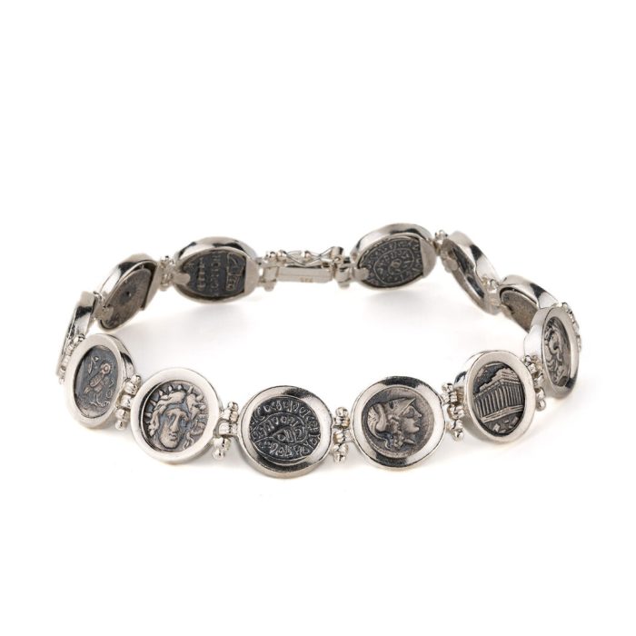 Ancient Greek Coin Link Bracelet – 925 Sterling Silver - Image 1