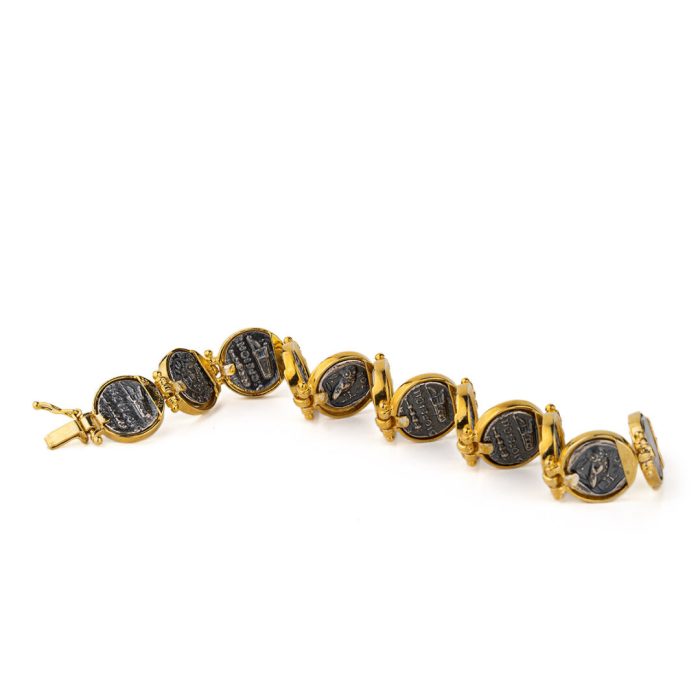Ancient Greek Coins Link Bracelet – 925 Sterling Silver and Gold Plated - Image 5
