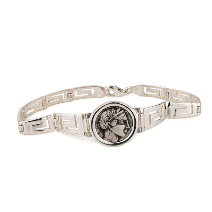 Goddess Athena Coin Bracelet – 925 Sterling Silver - Image 1