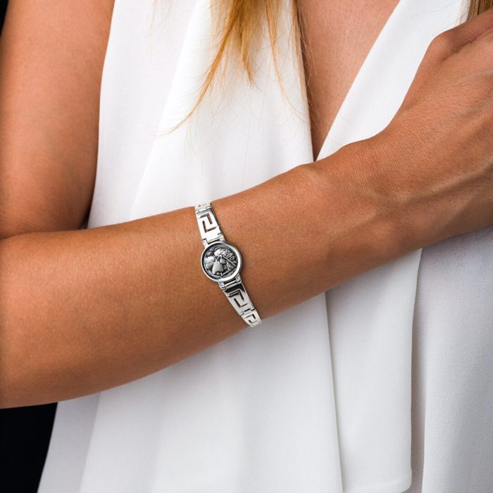 Goddess Athena Coin Bracelet – 925 Sterling Silver - Image 2