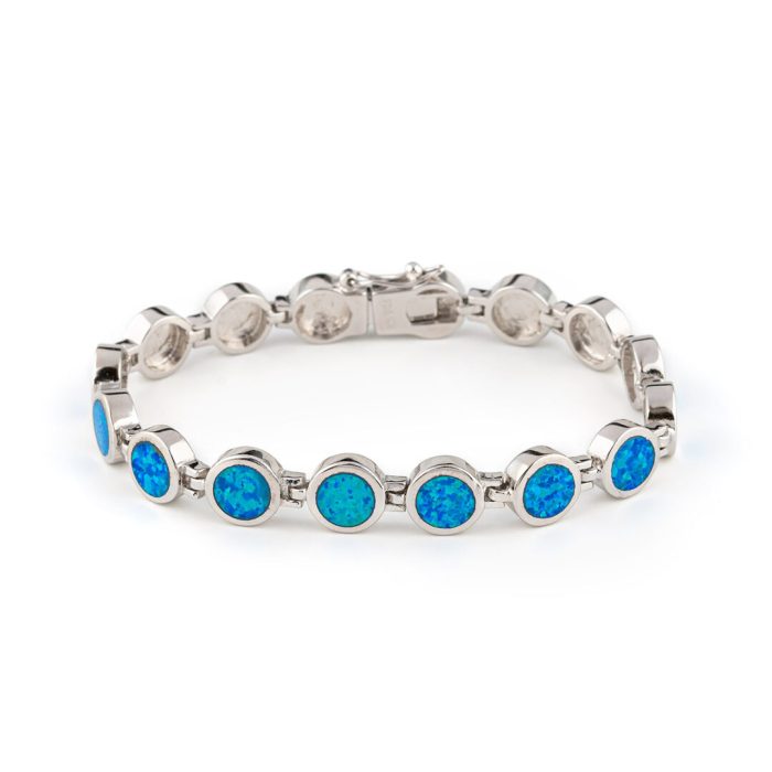 Circles Blue Opal Bracelet – 925 Sterling Silver - Image 1