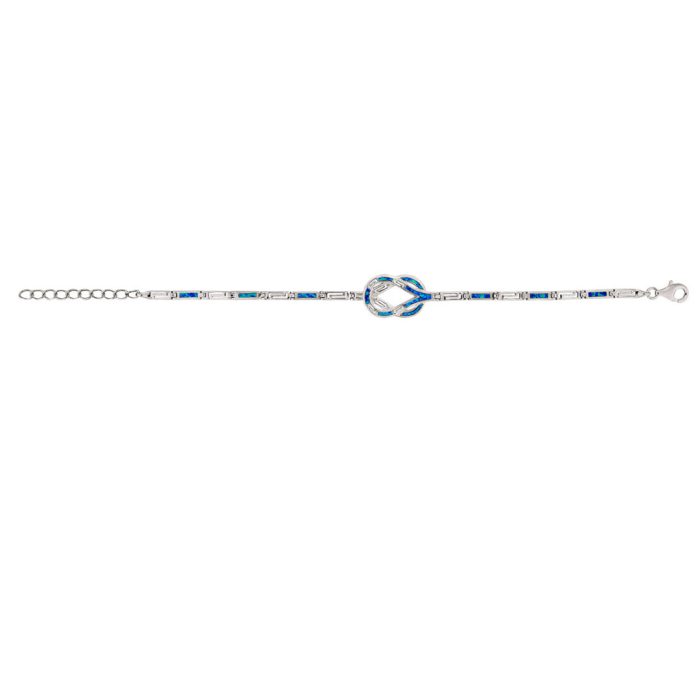 Greek Key Opal Link Bracelet – 925 Sterling Silver - Image 2