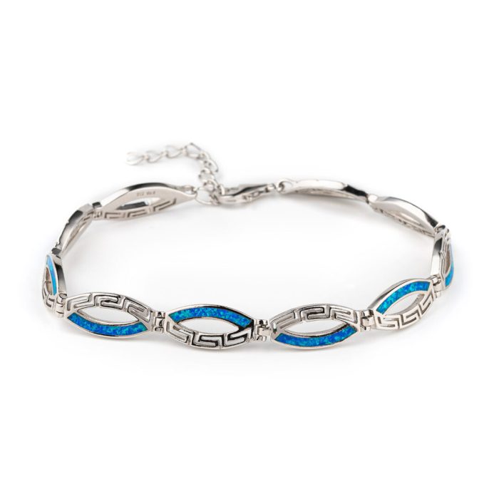 Meandros Link Bracelet – 925 Sterling Silver and Opal - Image 1