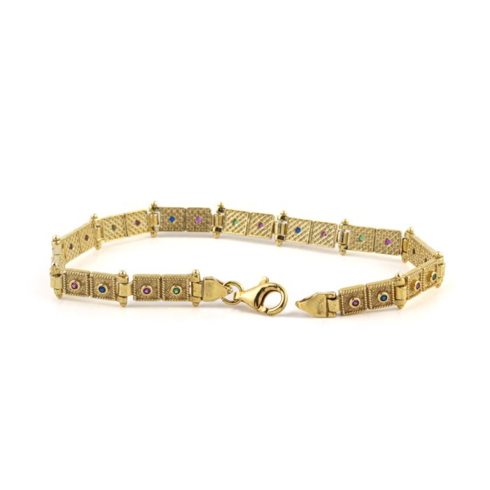 Byzantine Bracelet with Zircon - Sterling Silver & Gold Plated