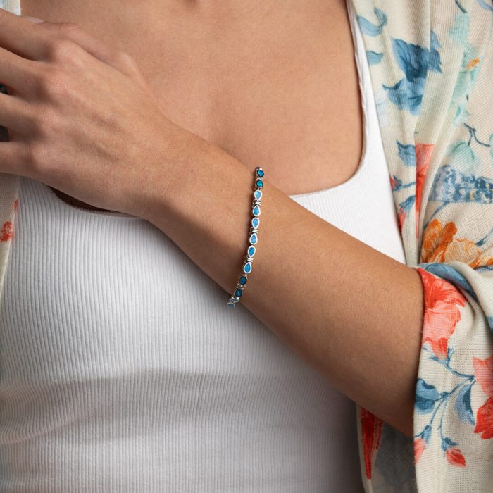 Drops Blue Opal Bracelet - 925 Sterling Silver - Image 2