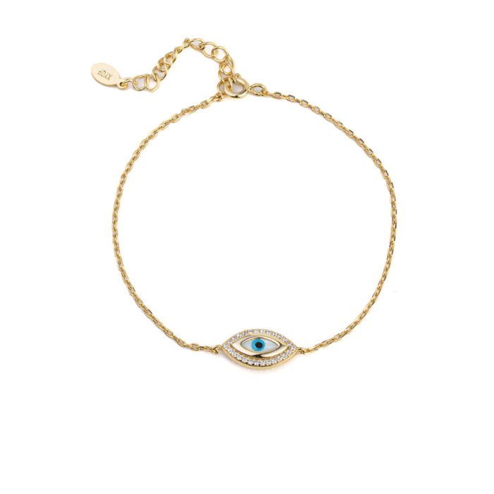 Evil Eye Chain Bracelet - 925 Sterling Silver and Gold Plated - Image 1
