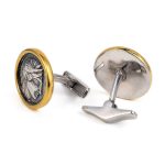 Greek Goddess Athena Cufflinks - Sterling Silver and Gold Plated - Image 2
