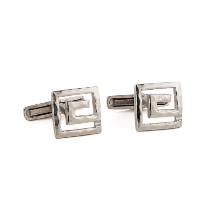 Greek Key Cufflinks – 925 Sterling Silver - Image 1
