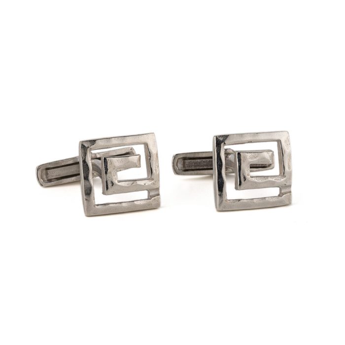 Greek Key Cufflinks – 925 Sterling Silver - Image 3