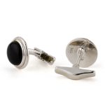 Black Stone Cufflinks – 925 Sterling Silver - Image 2