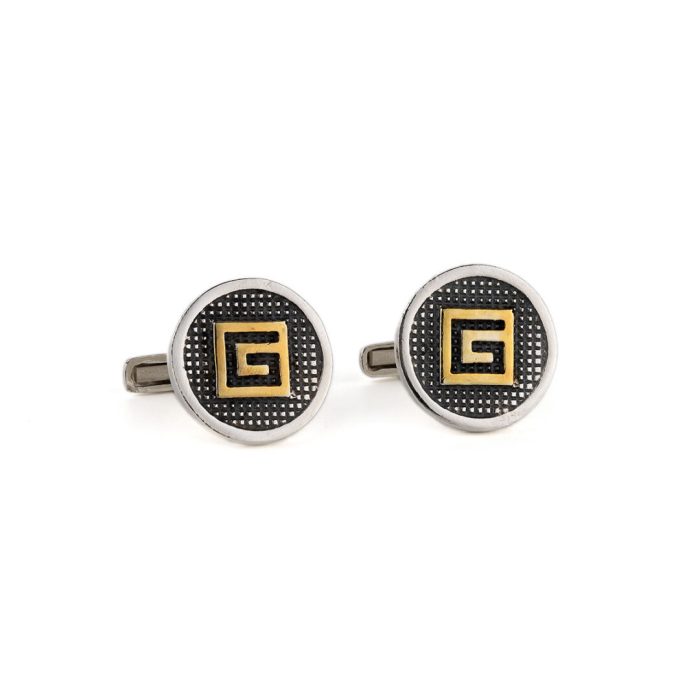 Meandros Cufflinks – 925 Sterling Silver and Gold Plated - Image 1