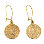 14K Gold Phaistos Disk Dangle Earrings - Image 4