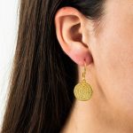 14K Gold Phaistos Disk Dangle Earrings - Image 3