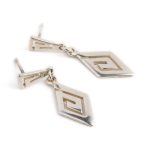 Sterling Silver Dangle Earrings - Greek Key Meander - Image 2