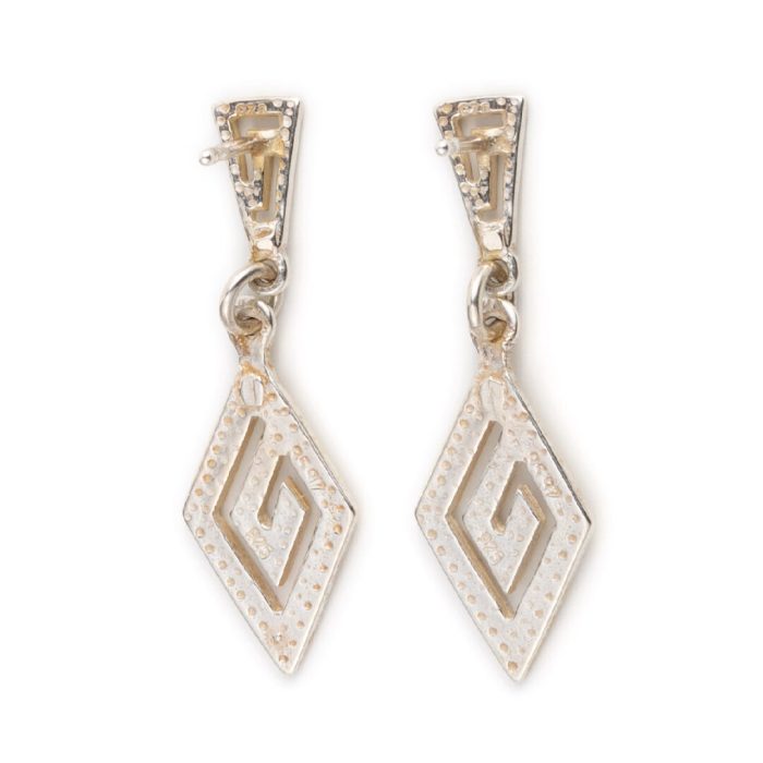 Sterling Silver Dangle Earrings - Greek Key Meander - Image 3