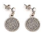 Phaistos Disc Dangle Earrings - 925 Sterling Silver