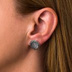 Phaistos Disc Stud Earrings with Meander - 925 Sterling Silver - Image 2