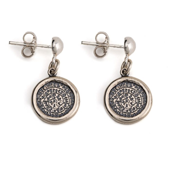 Phaistos Disc Dangle Earrings - 925 Sterling Silver - Image 1