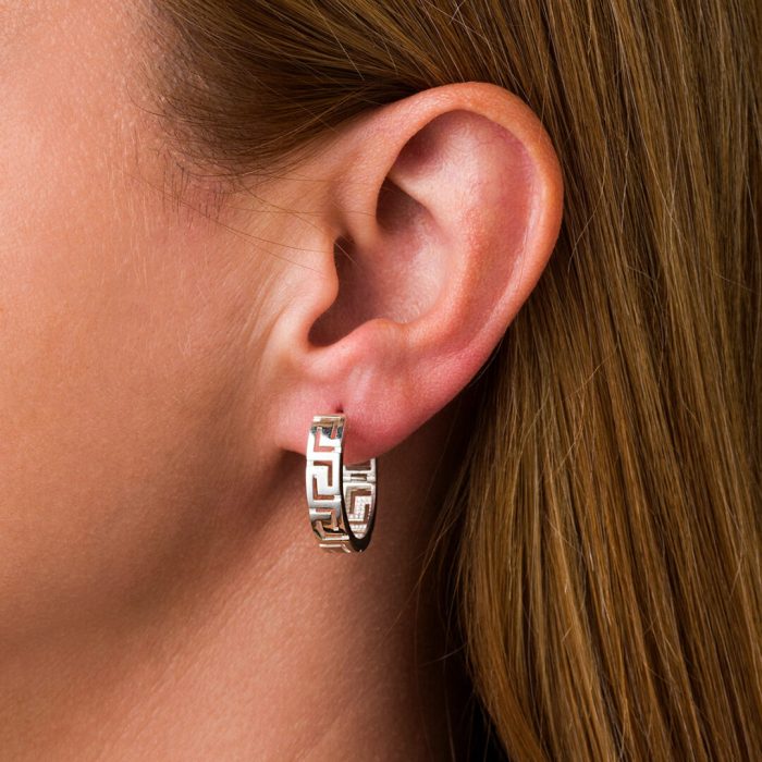 Meander Hoop Earrings Small – 925 Sterling Silver - Image 2