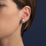 White Opal Silver Spiral Stud Earrings - Image 2