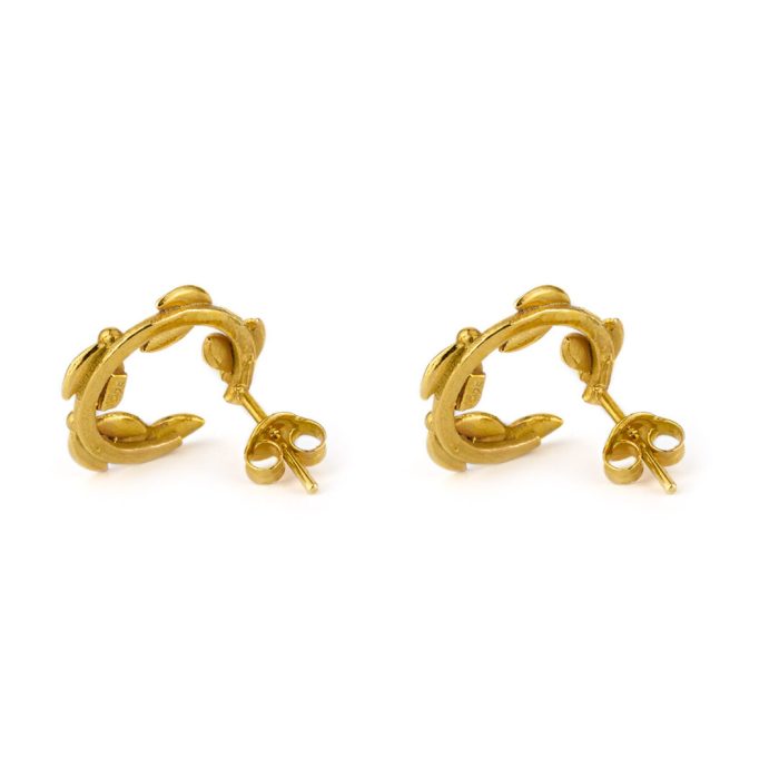 Olive Branch Stud Earrings - Sterling Silver and Gold Plated - Image 3