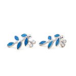 Stud Leaf Opal Earrings - 925 Sterling Silver - Image 2