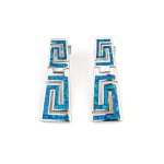 Blue Opal Meander Earrings - 925 Sterling Silver