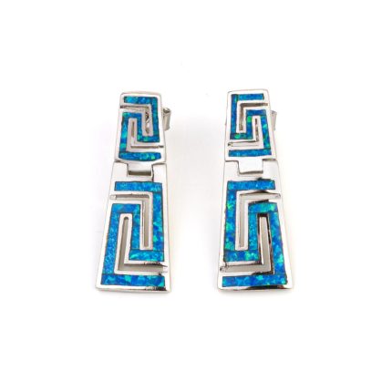 Blue Opal Meander Earrings - 925 Sterling Silver