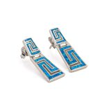 Blue Opal Meander Earrings - 925 Sterling Silver - Image 3