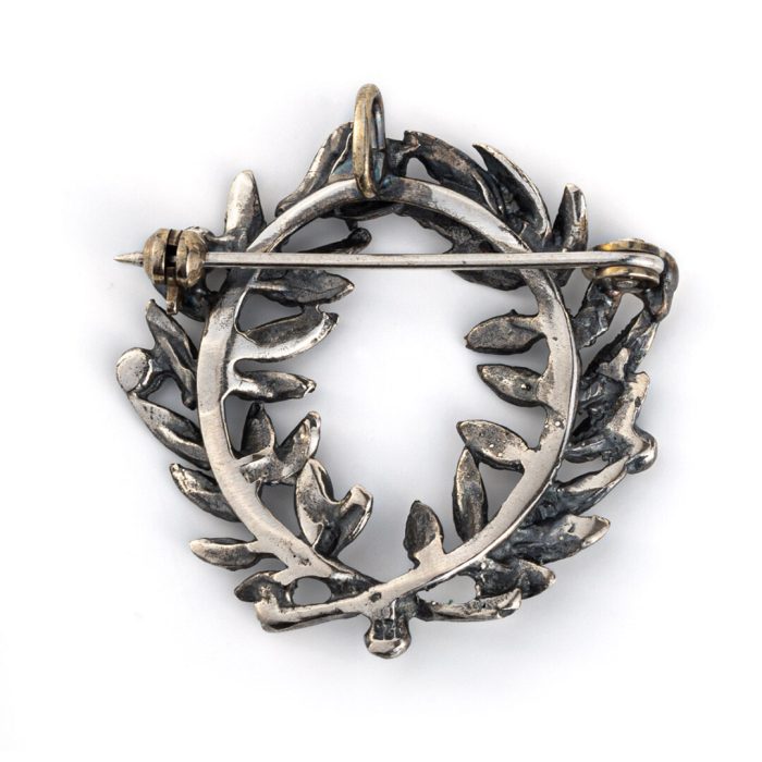 Olive Leaf Wreath Brooch - Sterling Silver - Image 2
