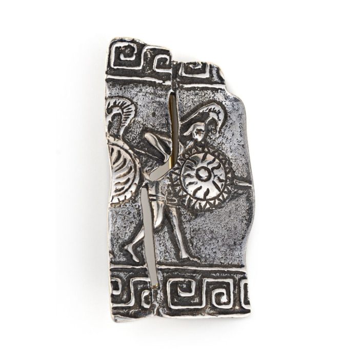 Spartan Mural Reproduction Silver Pendant Brooch - Image 1