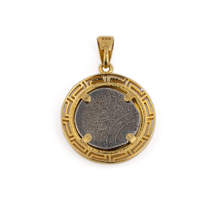 Greek Key Vergina Sun Pendant - Sterling Silver and Gold Plated - Image 3