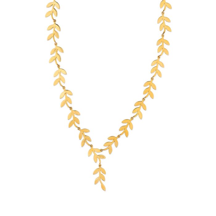 Opal Olive Tree Branch Leaf Necklace - Image 3