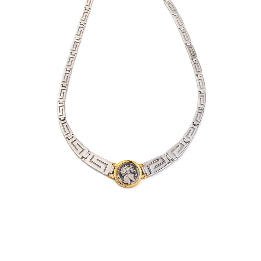 MI-NE-085910940 Athena and Owl Necklace – 925 Sterling Silver and Gold Plated - Image 1
