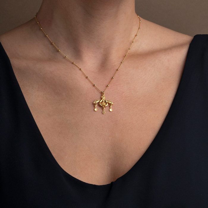 Minoan Bees Necklace – 925 Sterling Silver and Gold Plated - Image 2