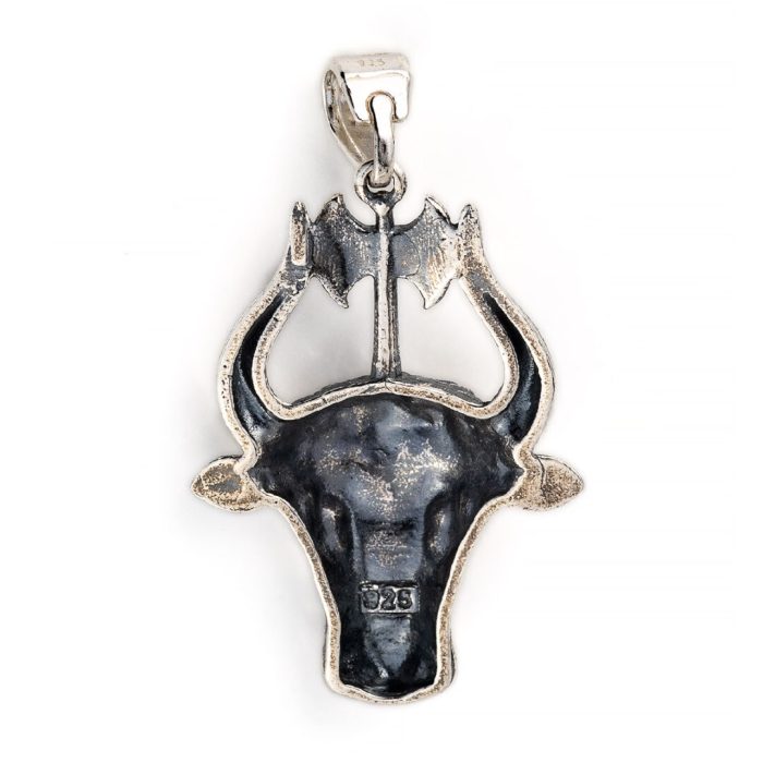 Minotaur and Double Axe Pendant - 925 Sterling Silver - Image 2