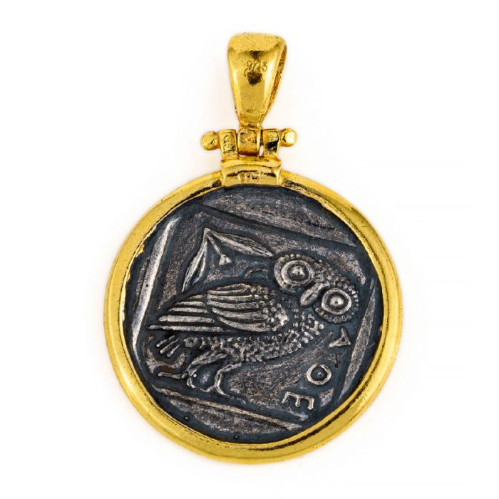 Ancient Greek Coin Pendant with Goddess Athena - Image 2