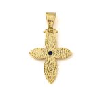 Byzantine Cross with Blue Stone - 925 Sterling Silver Gold Plated - Image 2