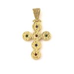 Byzantine Circles Cross - 925 Sterling Silver Gold Plated - Image 3