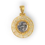 Goddess Athena Pendant - Sterling Silver Gold Plated - Image 2