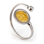 Alexander The Great Coin Bracelet - 925 Sterling Silver and Gold Plated - Image 2