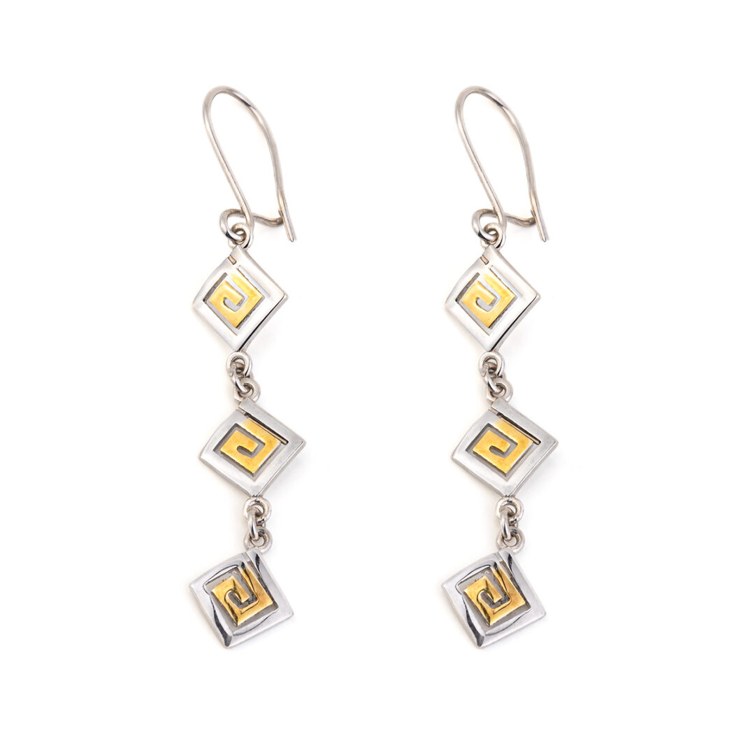 MI-SK-08266010 Triple Greek Key Drop Earrings